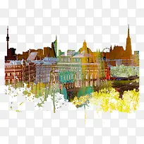 卡通水彩欧洲建筑-空若网 卡通水彩欧洲建筑-空若网