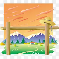 矢量卡通农村背景素材-空若网 矢量卡通农村背景素材-空若网