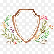 水彩盾牌树枝-空若网 水彩盾牌树枝-空若网