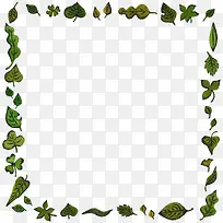 手绘方形绿叶边框元素-空若网 手绘方形绿叶边框元素-空若网