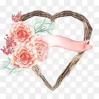 心形水彩花朵-空若网 心形水彩花朵-空若网