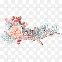 水彩小鸟在枝头-空若网 水彩小鸟在枝头-空若网