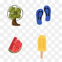 水彩夏天物品-空若网 水彩夏天物品-空若网