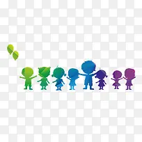 手牵手的小朋友剪影-空若网 手牵手的小朋友剪影-空若网