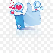 蓝色立体点赞拇指-空若网 蓝色立体点赞拇指-空若网