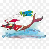 手绘美人鱼圣诞老人创意-空若网 手绘美人鱼圣诞老人创意-空若网