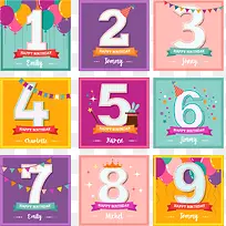 矢量扁平化生日数字设计素材-空若网 矢量扁平化生日数字设计素材-空若网