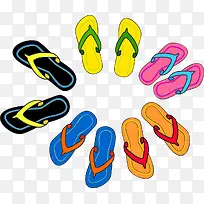 卡通彩色拖鞋矢量-空若网 卡通彩色拖鞋矢量-空若网