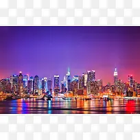 夜下多彩的水边城市海报背景-空若网 夜下多彩的水边城市海报背景-空若网