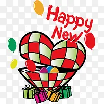 矢量新年快乐爱心礼物盒-空若网 矢量新年快乐爱心礼物盒-空若网