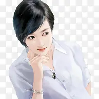 手绘白衬衫美女-空若网 手绘白衬衫美女-空若网