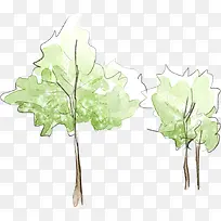 清新手绘水粉树-空若网 清新手绘水粉树-空若网
