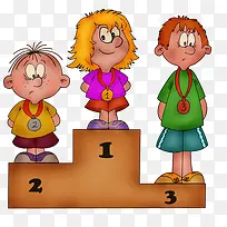 卡通可爱运动员领奖台-空若网 卡通可爱运动员领奖台-空若网