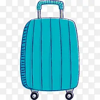 手绘涂鸦蓝色拉杆箱-空若网 手绘涂鸦蓝色拉杆箱-空若网