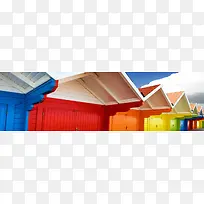 多彩房子创意banner背景-空若网 多彩房子创意banner背景-空若网