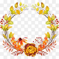 水彩秋叶边框PNG-空若网 水彩秋叶边框PNG-空若网