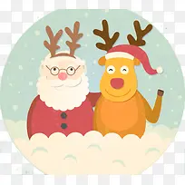 扁平化圣诞老人与麋鹿-空若网 扁平化圣诞老人与麋鹿-空若网