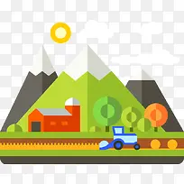 扁平化城市景色矢量图-空若网 扁平化城市景色矢量图-空若网