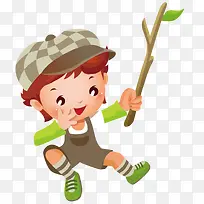 小男孩拿着树枝-空若网 小男孩拿着树枝-空若网