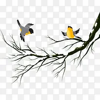 黑色简约树枝小鸟装饰图案-空若网 黑色简约树枝小鸟装饰图案-空若网