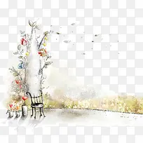 创意插画发芽的树-空若网 创意插画发芽的树-空若网