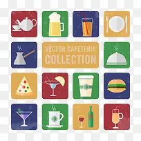 复古饮品食物图标矢量素材-空若网 复古饮品食物图标矢量素材-空若网