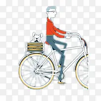 插画-骑车遛狗-空若网 插画-骑车遛狗-空若网