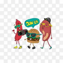 手绘搞笑汉堡食物-空若网 手绘搞笑汉堡食物-空若网