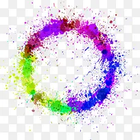泼墨喷溅彩色圆环-空若网 泼墨喷溅彩色圆环-空若网
