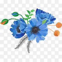蓝色花卉装饰-空若网 蓝色花卉装饰-空若网
