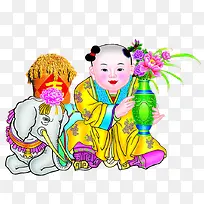 手绘吉祥人物-空若网 手绘吉祥人物-空若网