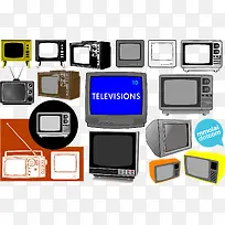 矢量黑白电视-空若网 矢量黑白电视-空若网