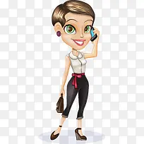 矢量打电话的美女-空若网 矢量打电话的美女-空若网