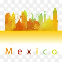 橘色水彩泼墨墨西哥-空若网 橘色水彩泼墨墨西哥-空若网