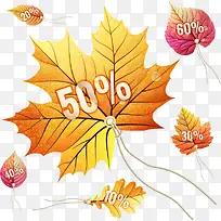 手绘枫叶促销标签-空若网 手绘枫叶促销标签-空若网