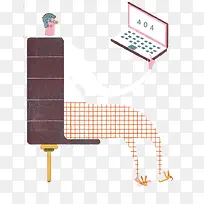 手绘工作的男人插画-空若网 手绘工作的男人插画-空若网