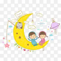 卡通孩童插画矢量素材-空若网 卡通孩童插画矢量素材-空若网