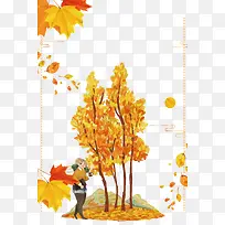 矢量黄色秋天树叶-空若网 矢量黄色秋天树叶-空若网