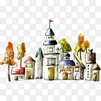 可爱手绘卡通房子小屋-空若网 可爱手绘卡通房子小屋-空若网