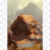 手绘秋色枫叶插画-空若网 手绘秋色枫叶插画-空若网