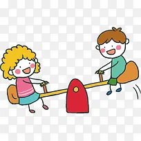 卡通矢量跷跷板-空若网 卡通矢量跷跷板-空若网