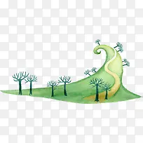绿色矢量小山丘卡通手绘-空若网 绿色矢量小山丘卡通手绘-空若网