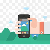 创意扁平手拿着手机-空若网 创意扁平手拿着手机-空若网