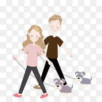 矢量一起遛狗-空若网 矢量一起遛狗-空若网