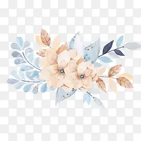 水彩花卉蓝色树叶-空若网 水彩花卉蓝色树叶-空若网