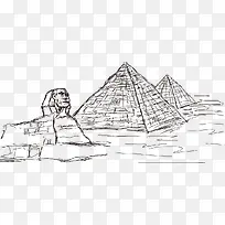 矢量古埃及金字塔狮身人面像线稿-空若网 矢量古埃及金字塔狮身人面像线稿-空若网