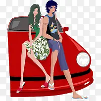 矢量手绘时尚情侣-空若网 矢量手绘时尚情侣-空若网