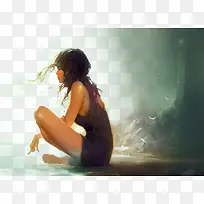 坐着的女孩-空若网 坐着的女孩-空若网