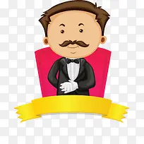 绅士餐厅卡通服务员-空若网 绅士餐厅卡通服务员-空若网