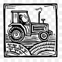 版画装饰画机械耕种田地插画-空若网 版画装饰画机械耕种田地插画-空若网